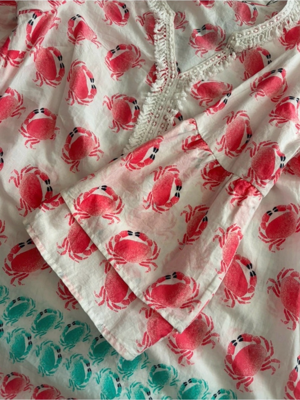 Crown & Ivy Crab Print White Cotton Tunic